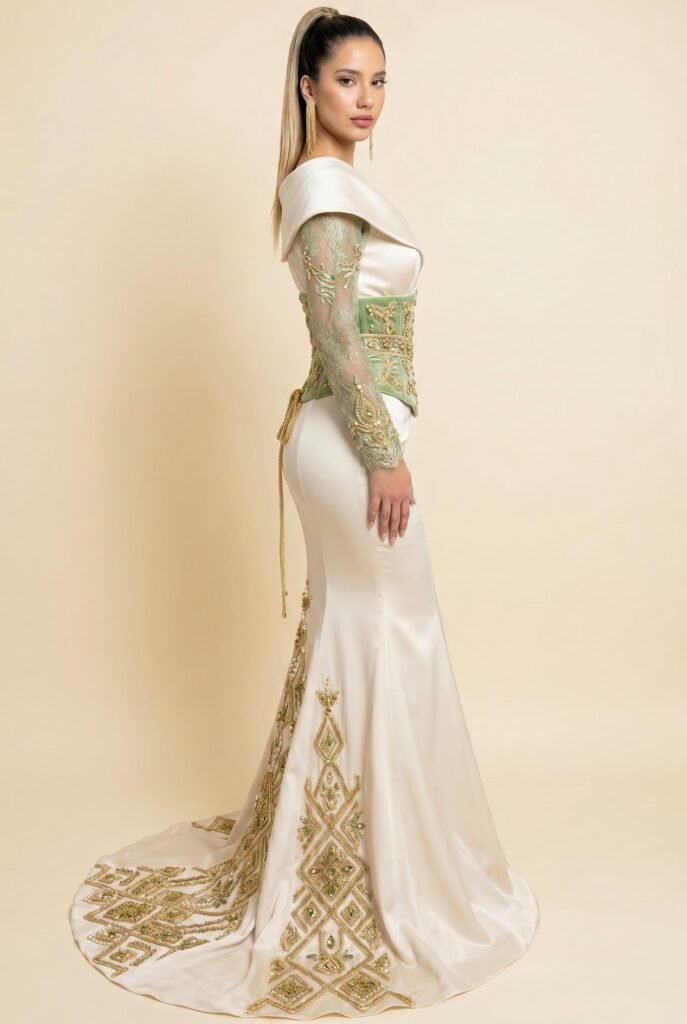 Caftan haute couture ivoire — vue 3