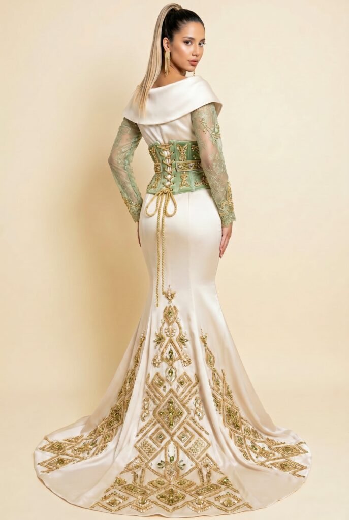 Caftan haute couture ivoire — vue 4
