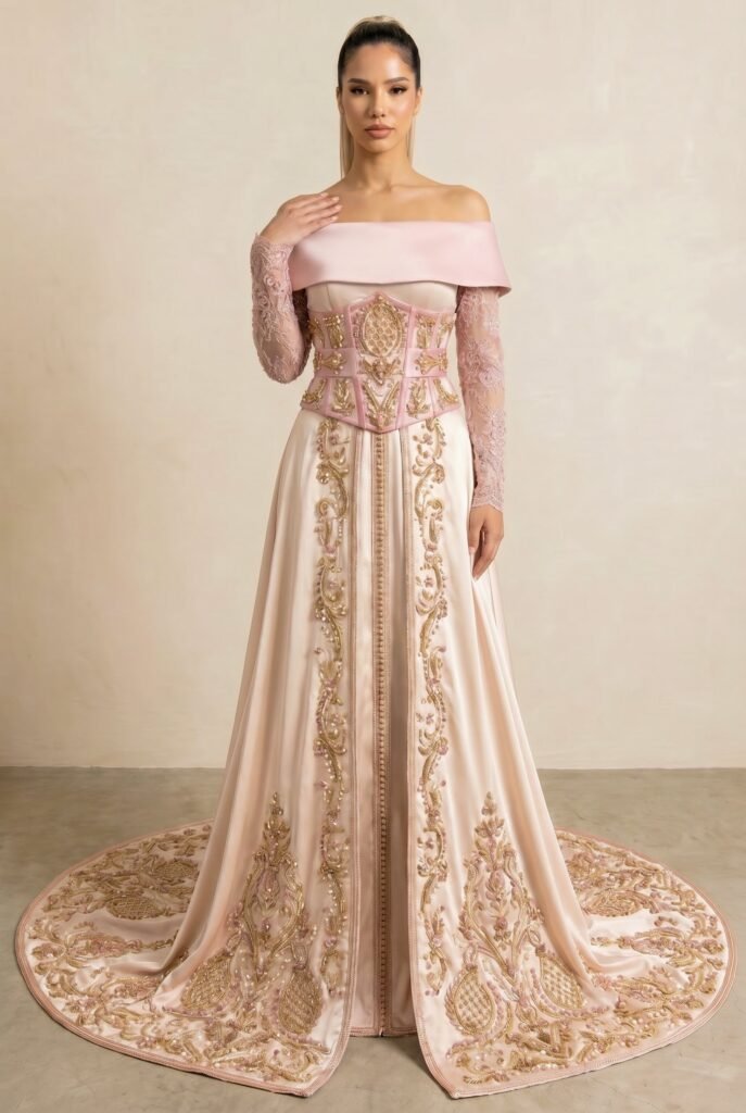 Caftan sur-mesure ivoire — vue 3