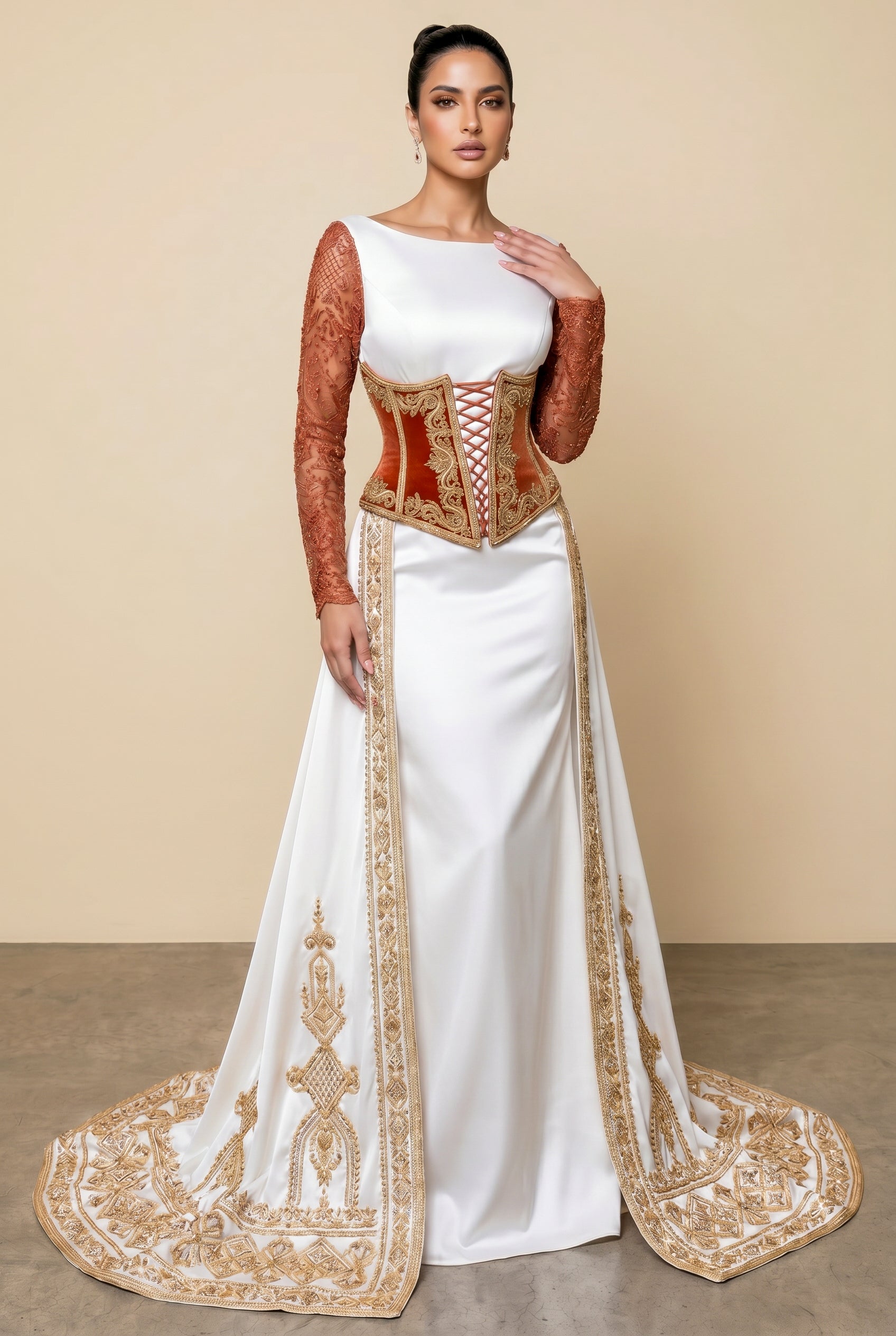 Caftan de mariée terracotta