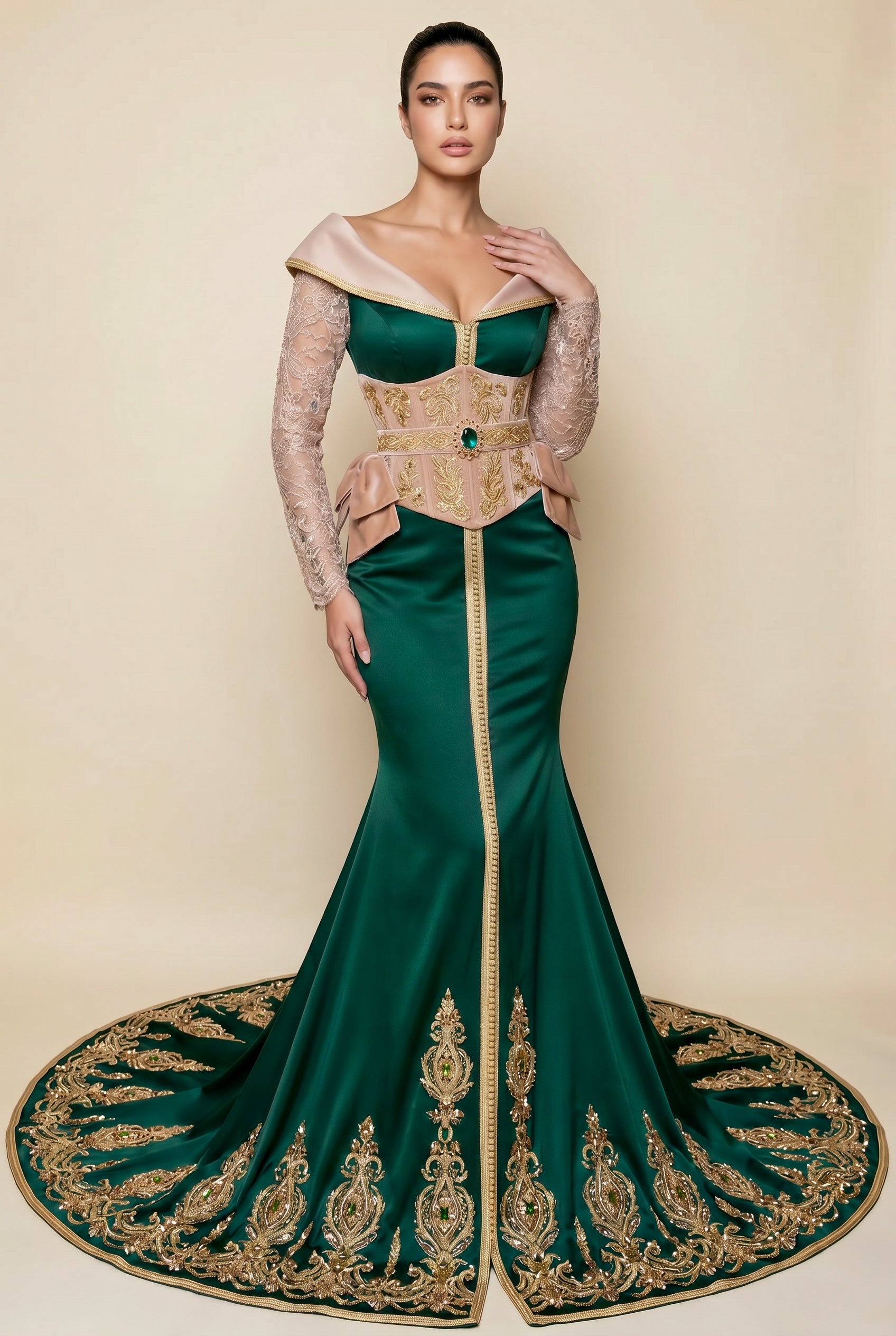 Caftan royal vert émeraude