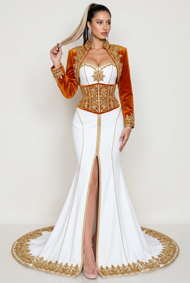 Caftan haute couture ambre