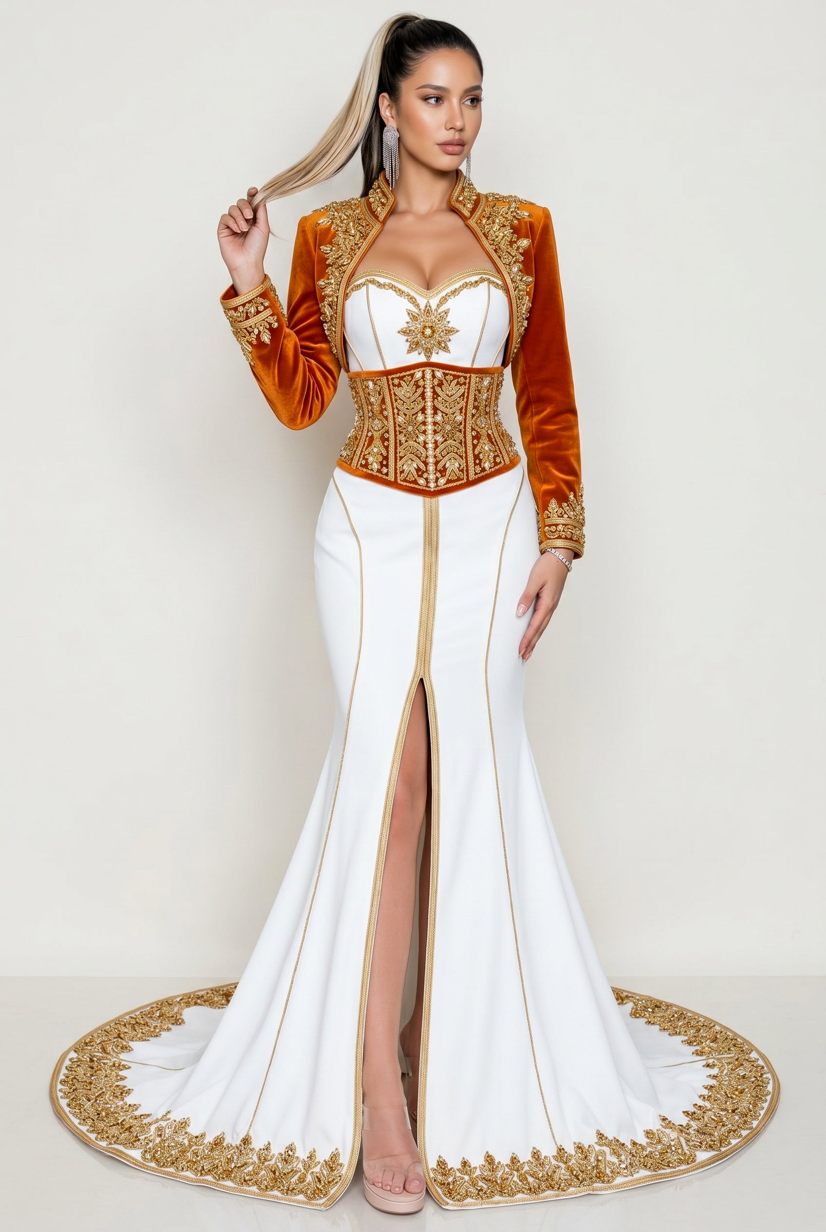 Caftan haute couture ambre