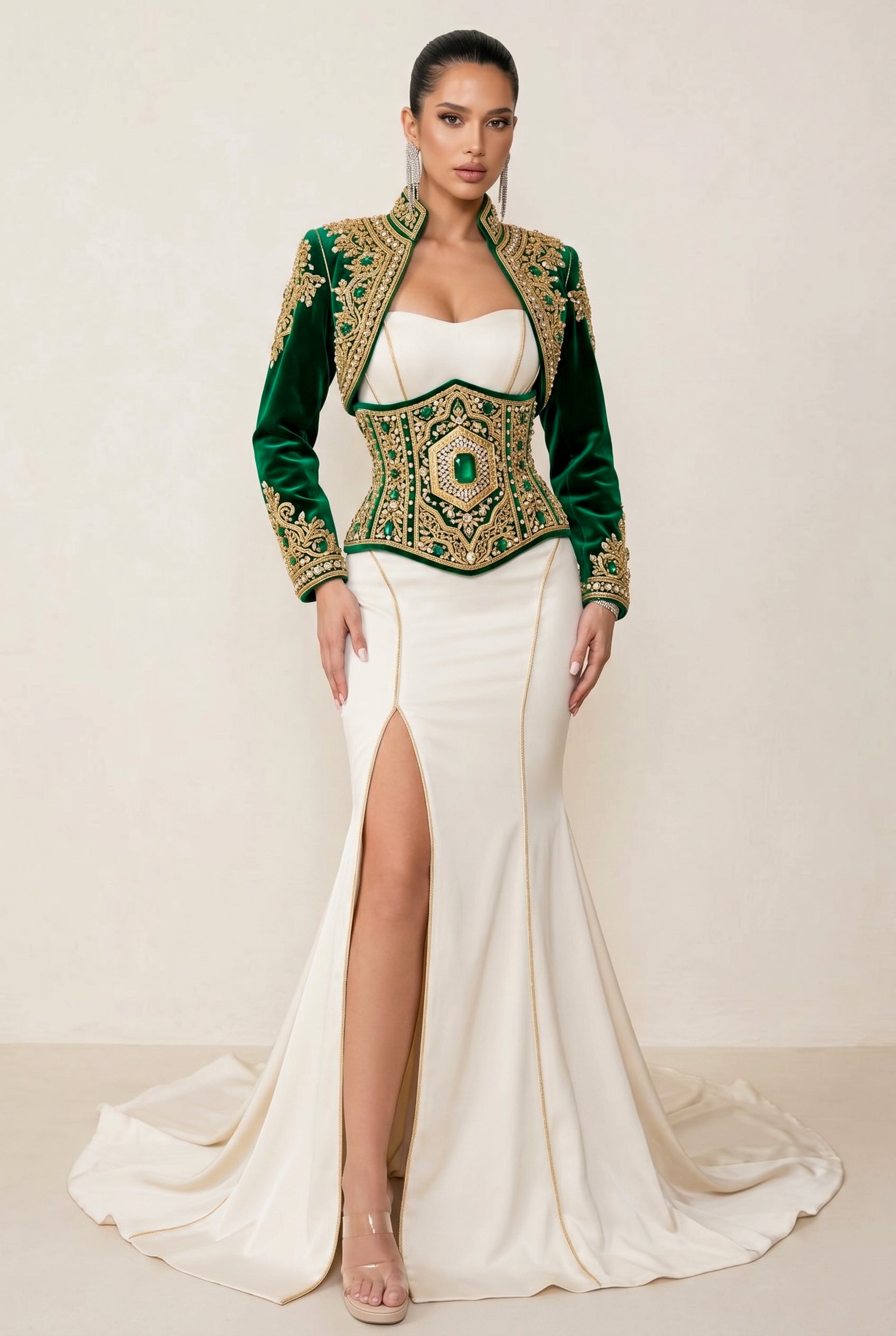 Caftan pour mariage vert émeraude