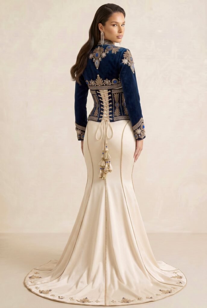 Caftan haute couture mauve améthyste — vue 4