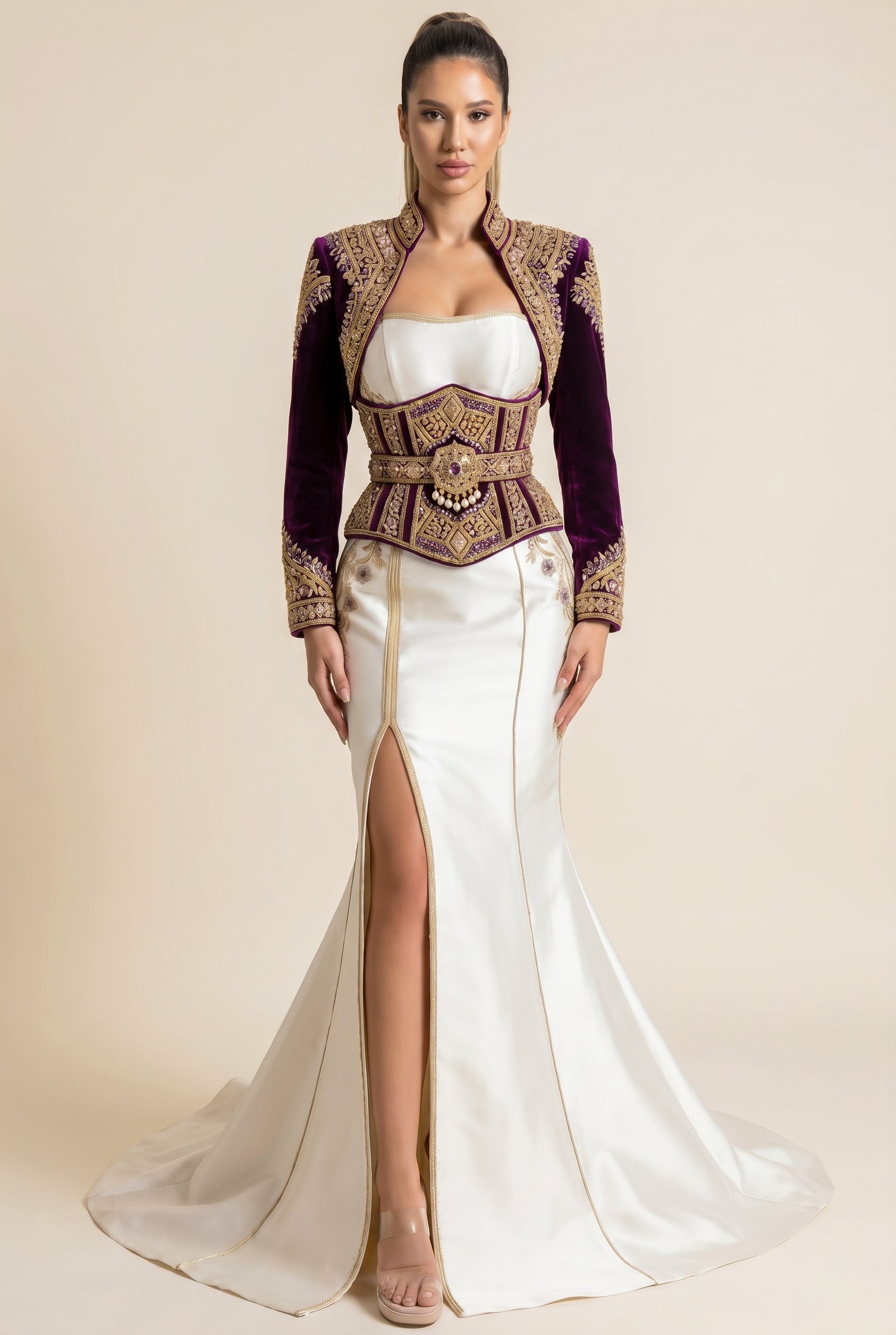 Caftan sur-mesure mauve améthyste