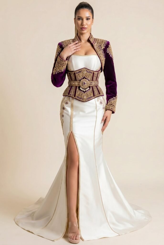 Caftan sur-mesure mauve améthyste — vue 3
