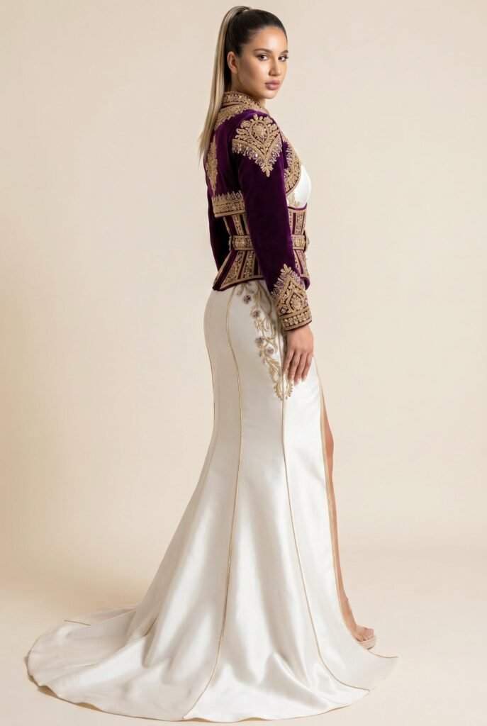 Caftan sur-mesure mauve améthyste — vue 4
