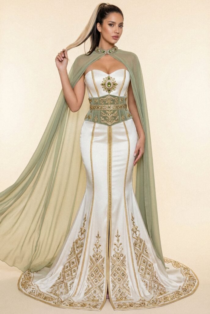 Caftan sur-mesure vert émeraude — vue 4