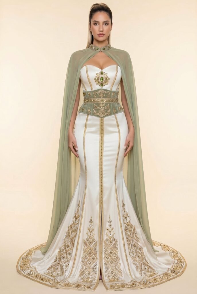 Caftan sur-mesure vert émeraude — vue 3