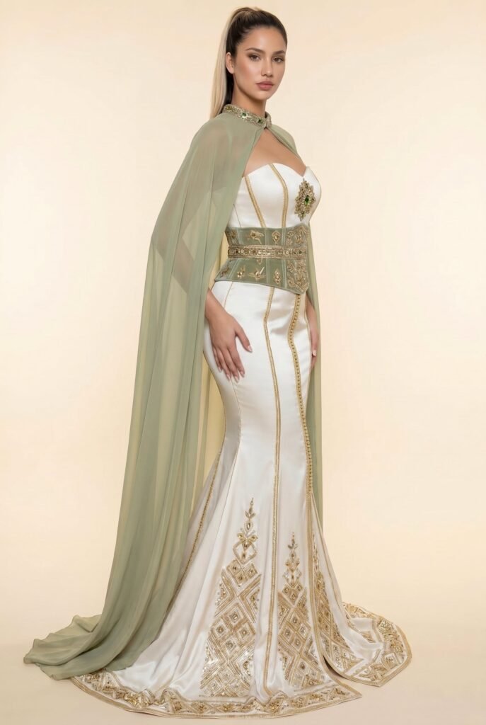 Caftan sur-mesure vert émeraude — vue 5