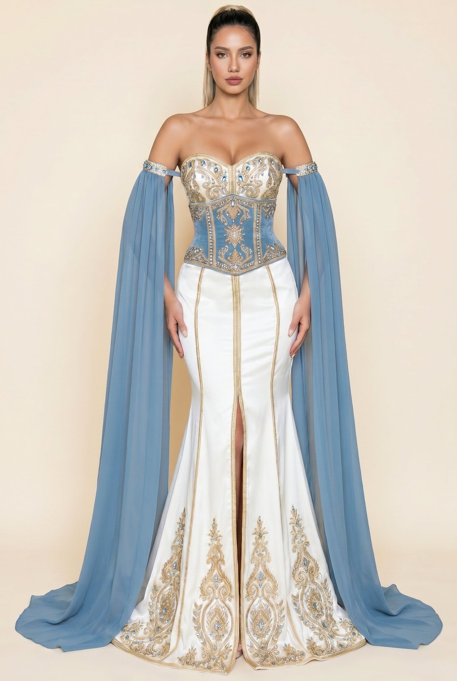 Caftan de mariée ivoire haute couture confectionné sur mesure