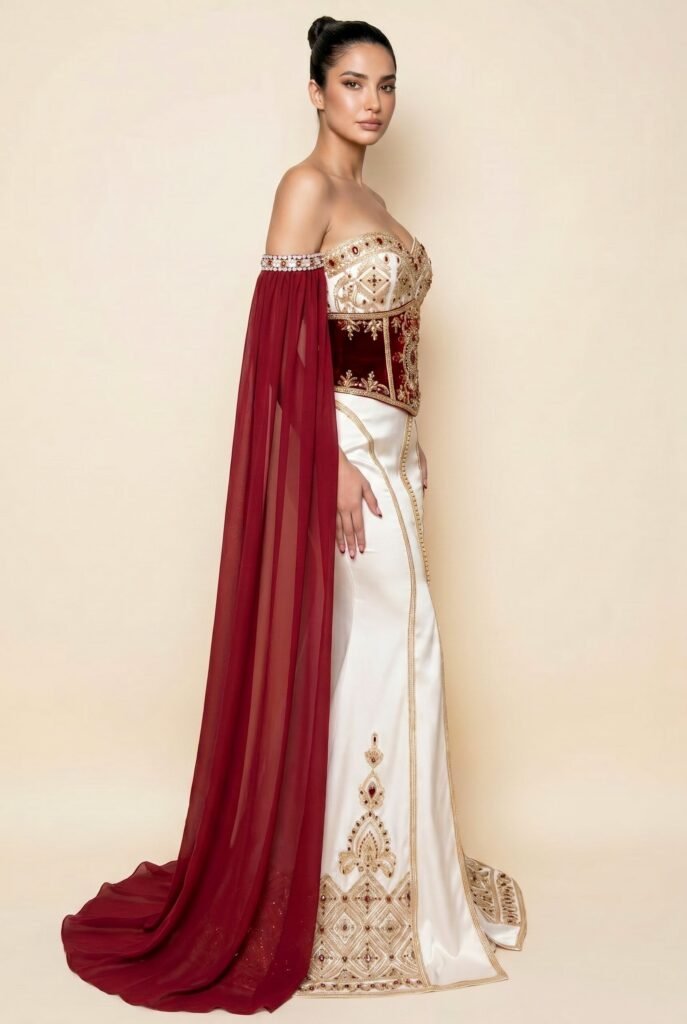 Caftan de mariée bordeaux — vue 3