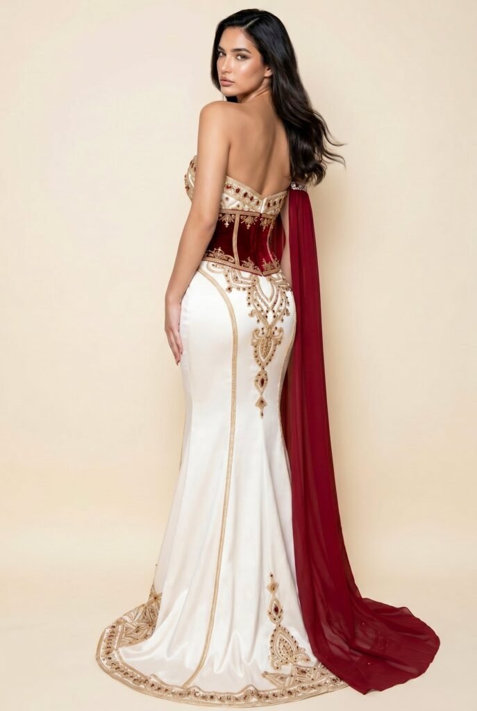 Caftan de mariée bordeaux — vue 4