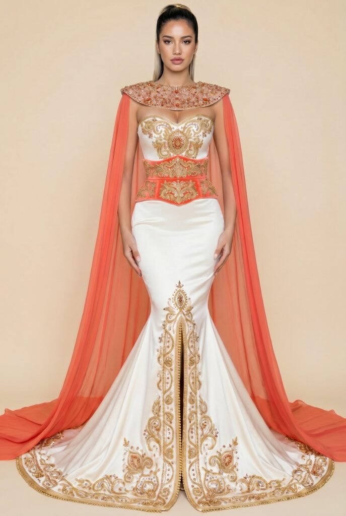 Caftan de mariée corail — vue 2