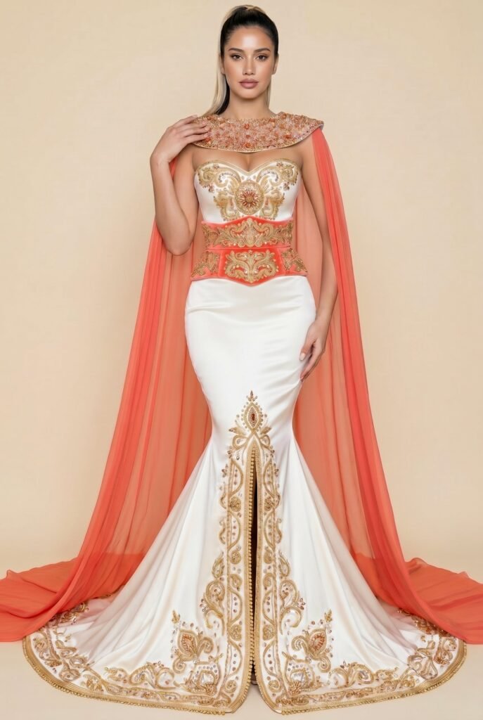 Caftan de mariée corail — vue 3