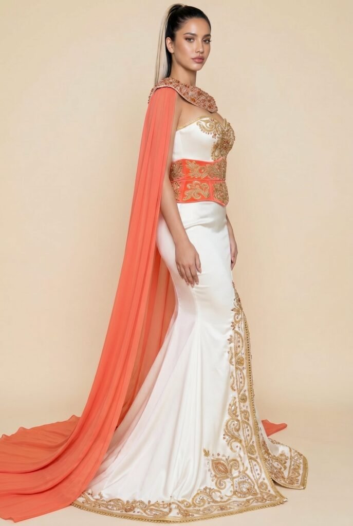 Caftan de mariée corail — vue 4