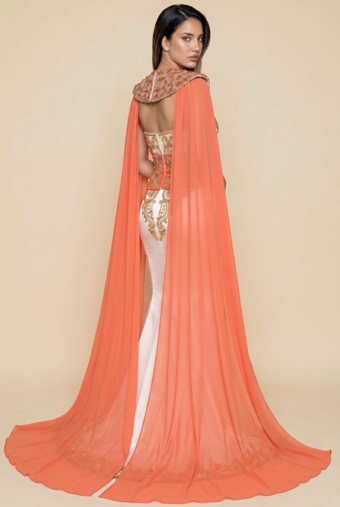 Caftan de mariée corail — vue 5