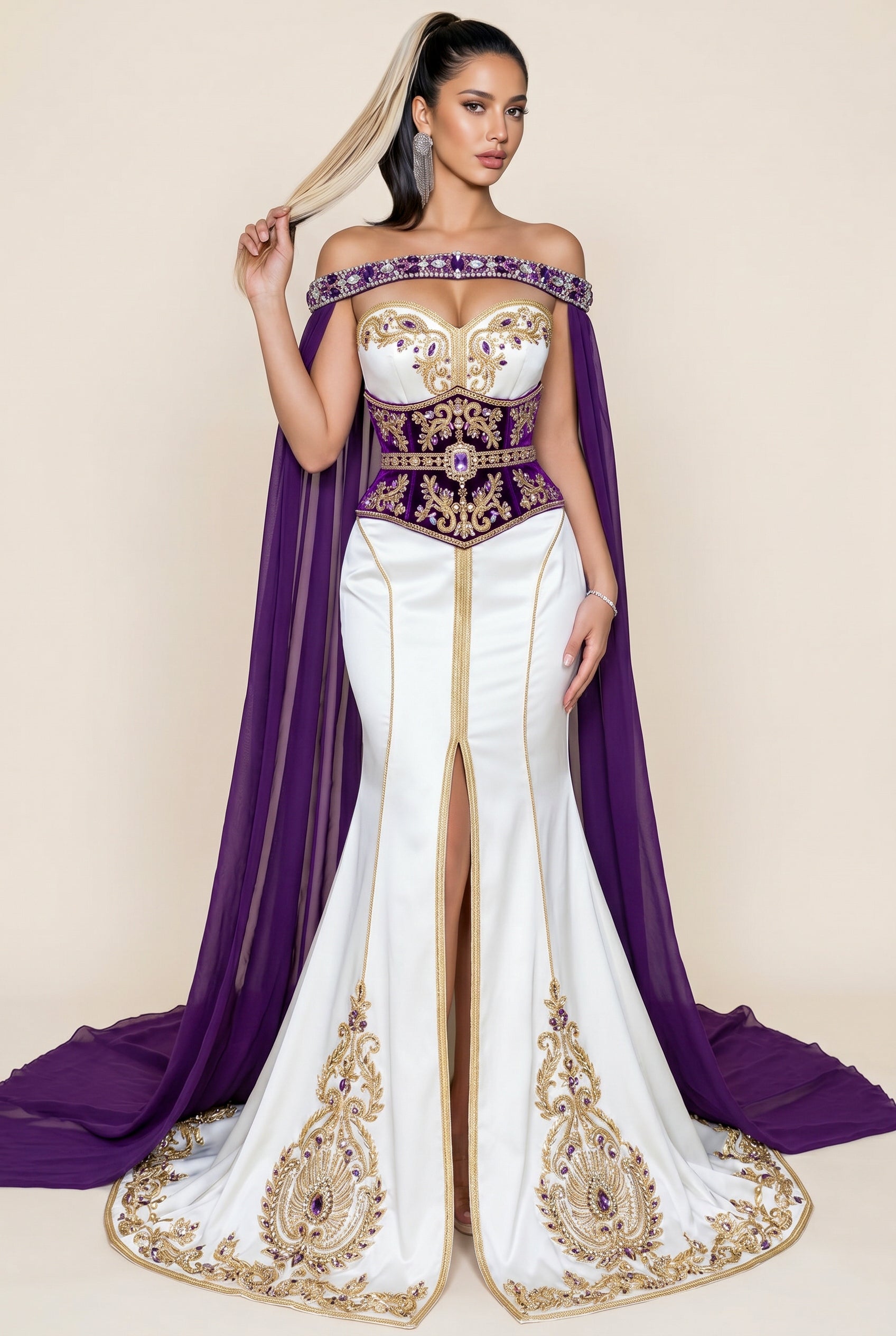 Caftan de luxe mauve améthyste