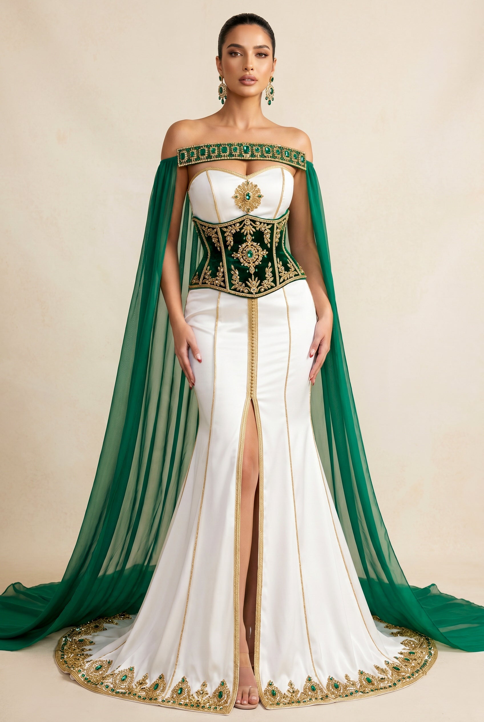 Caftan élégant vert émeraude