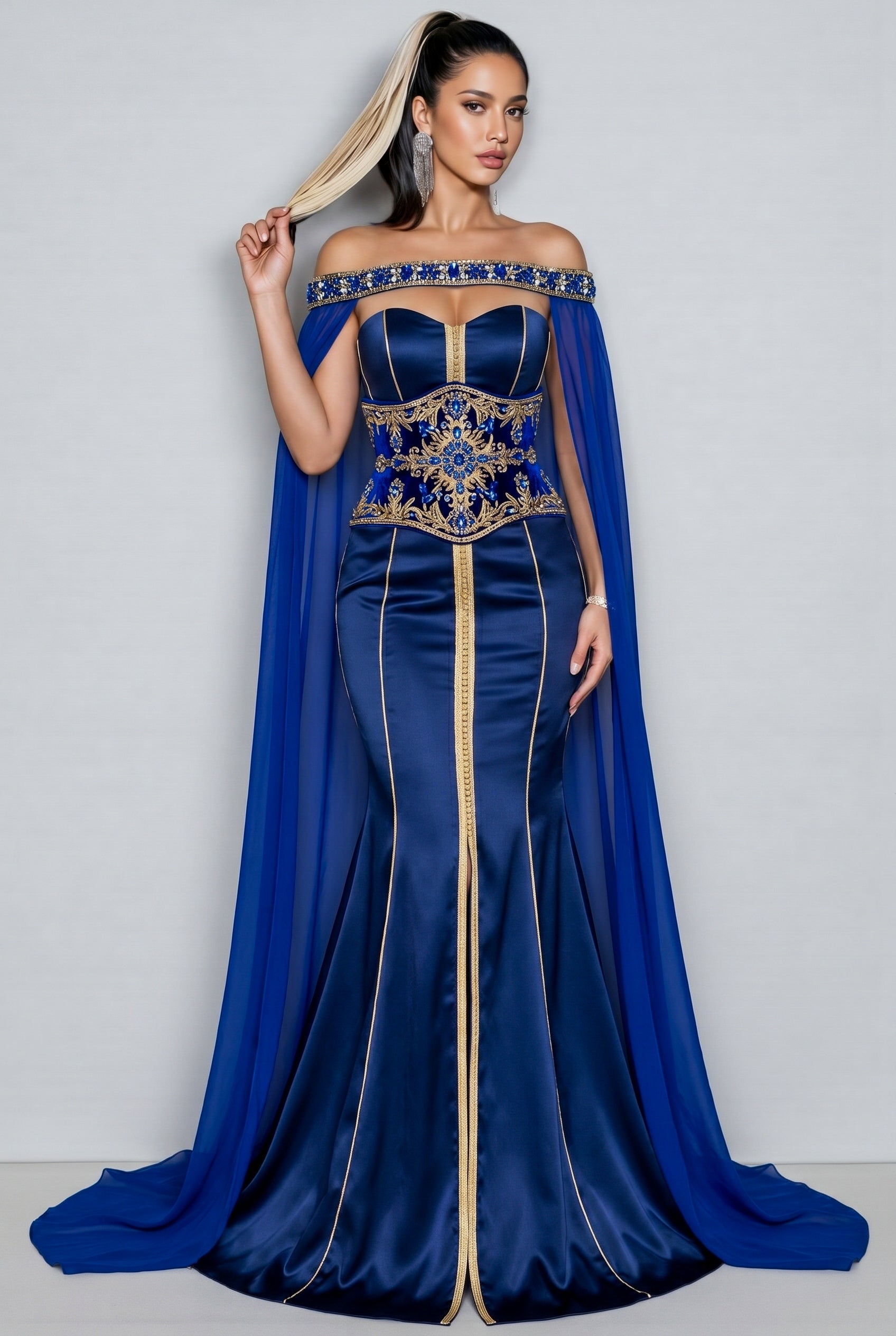 Caftan de mariée bleu saphir