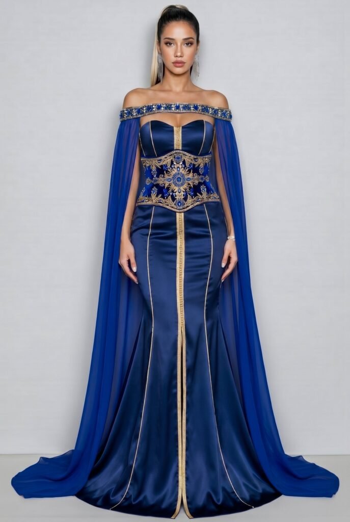 Caftan de mariée bleu saphir — vue 4