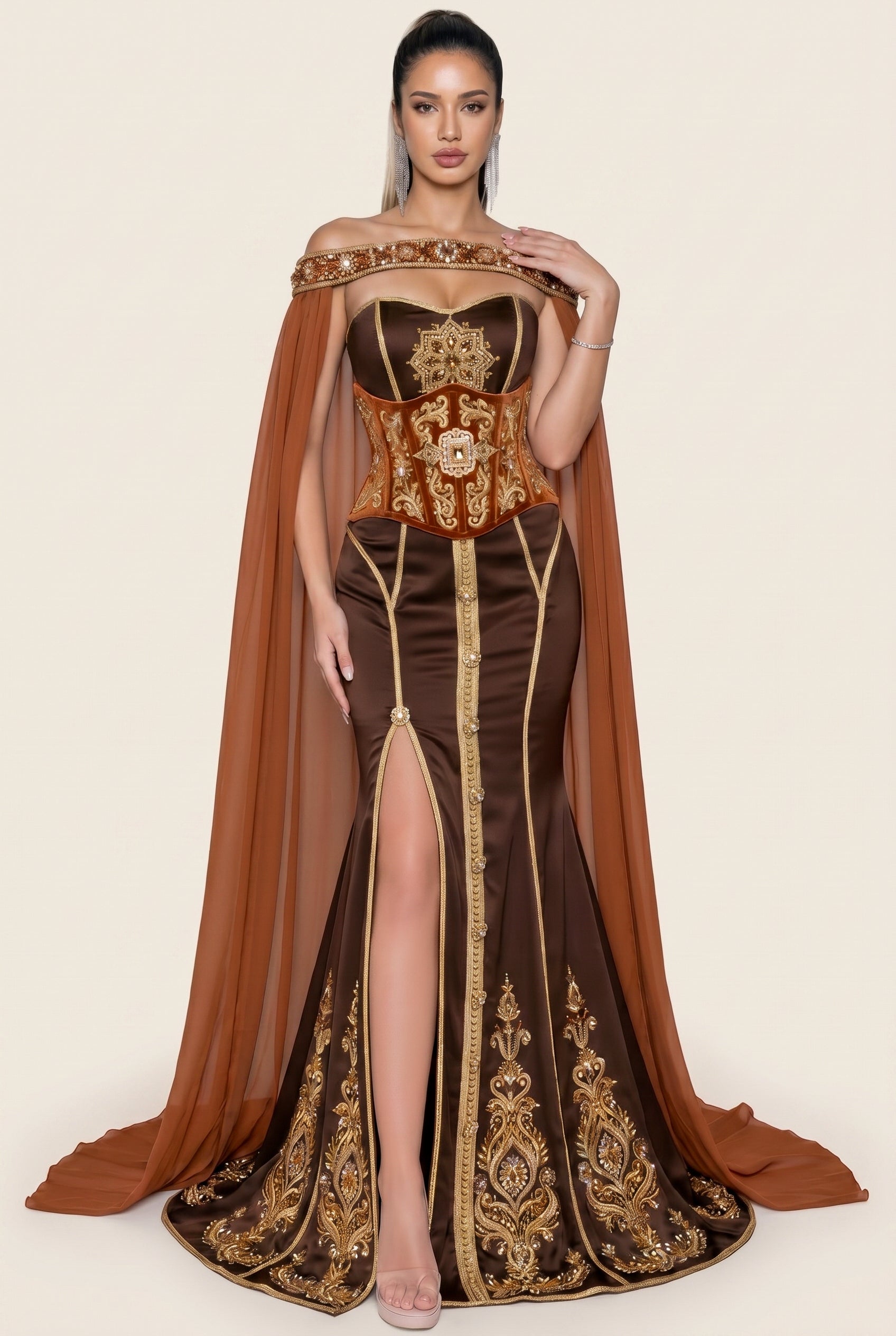 Caftan sur-mesure ambre