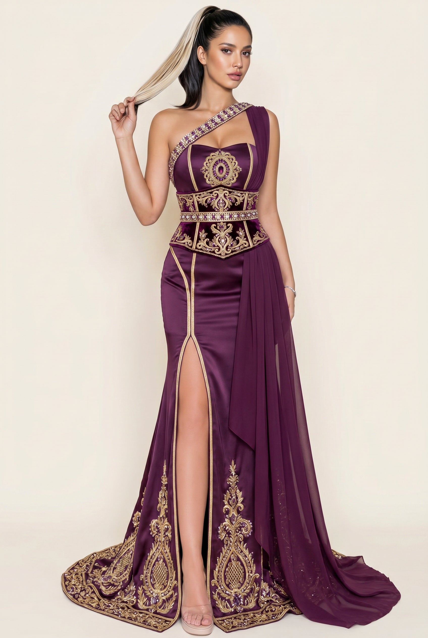 Caftan pour mariage mauve améthyste
