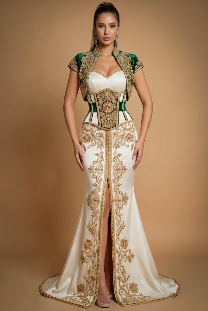 Caftan de mariée vert émeraude — vue 4