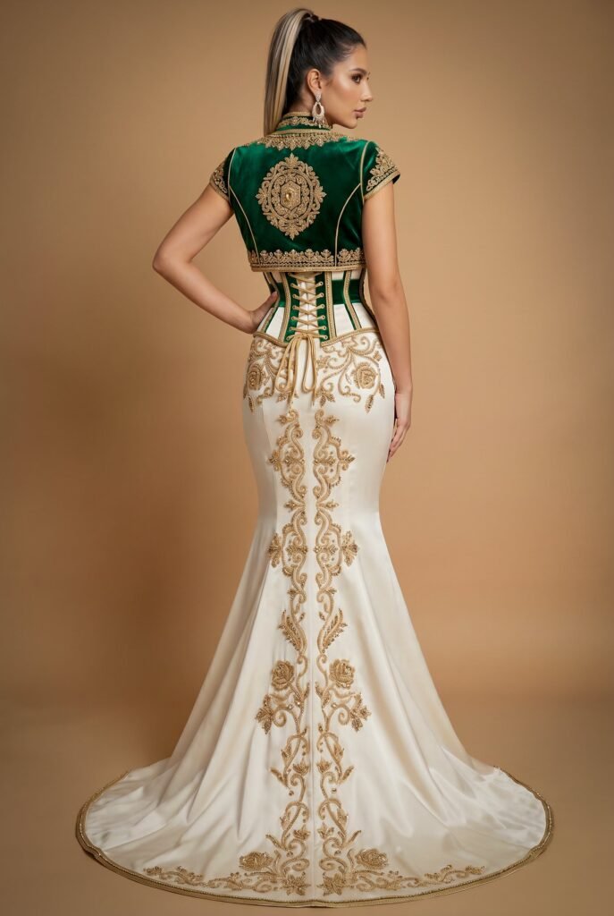 Caftan de mariée vert émeraude — vue 5