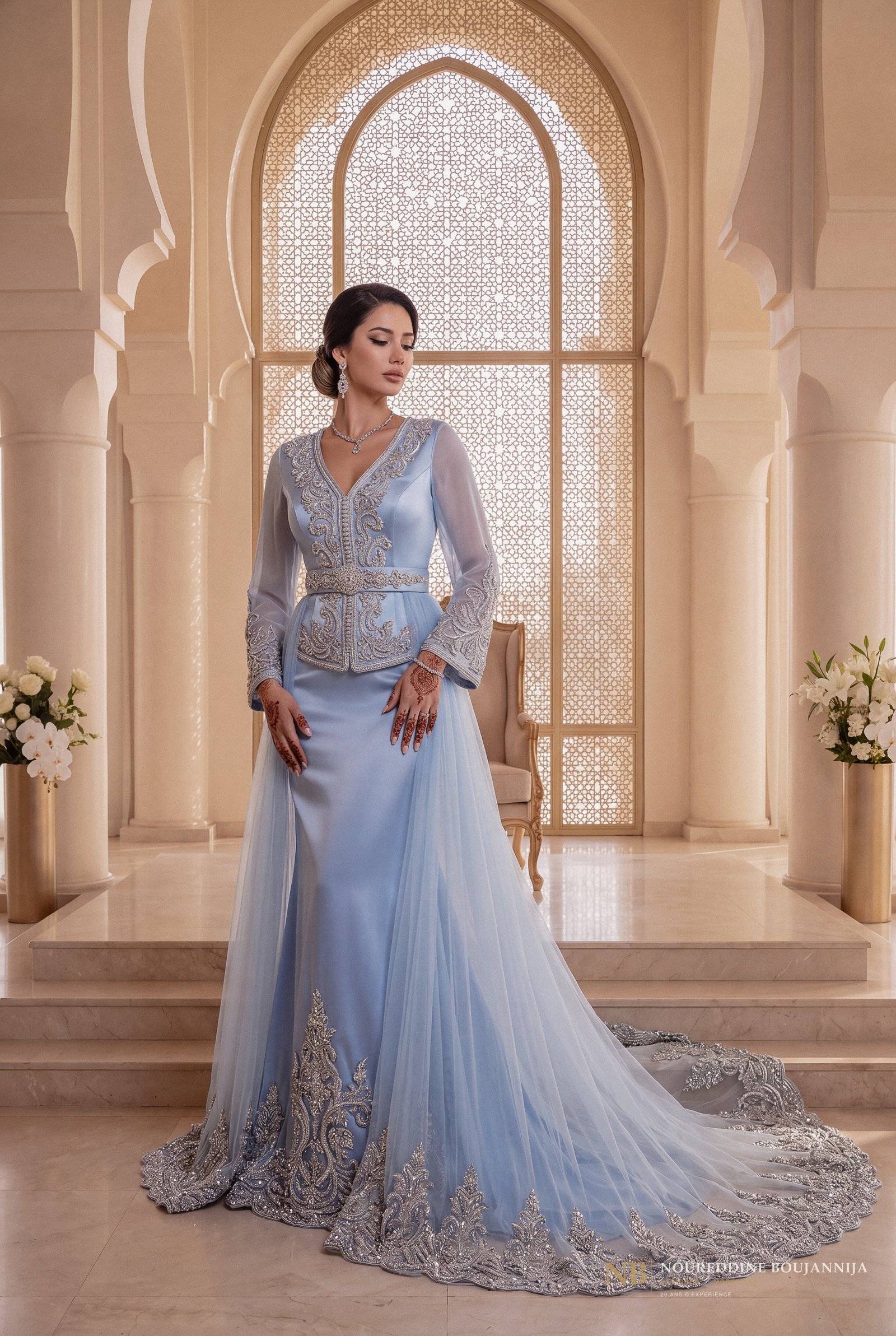 Caftan Bleu Glacé Veste — vue principale