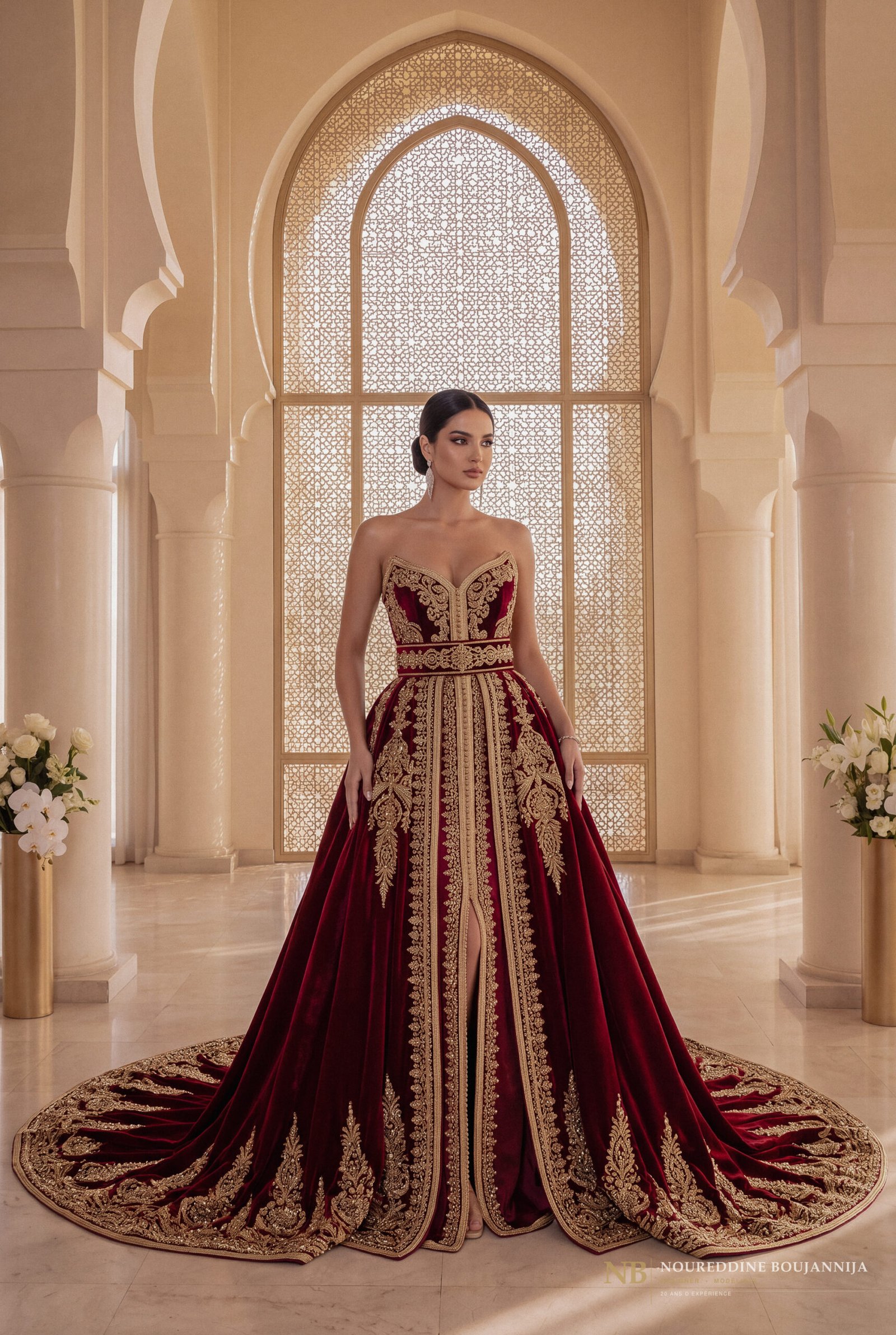 Caftan Bordeaux Corset Orné — vue principale
