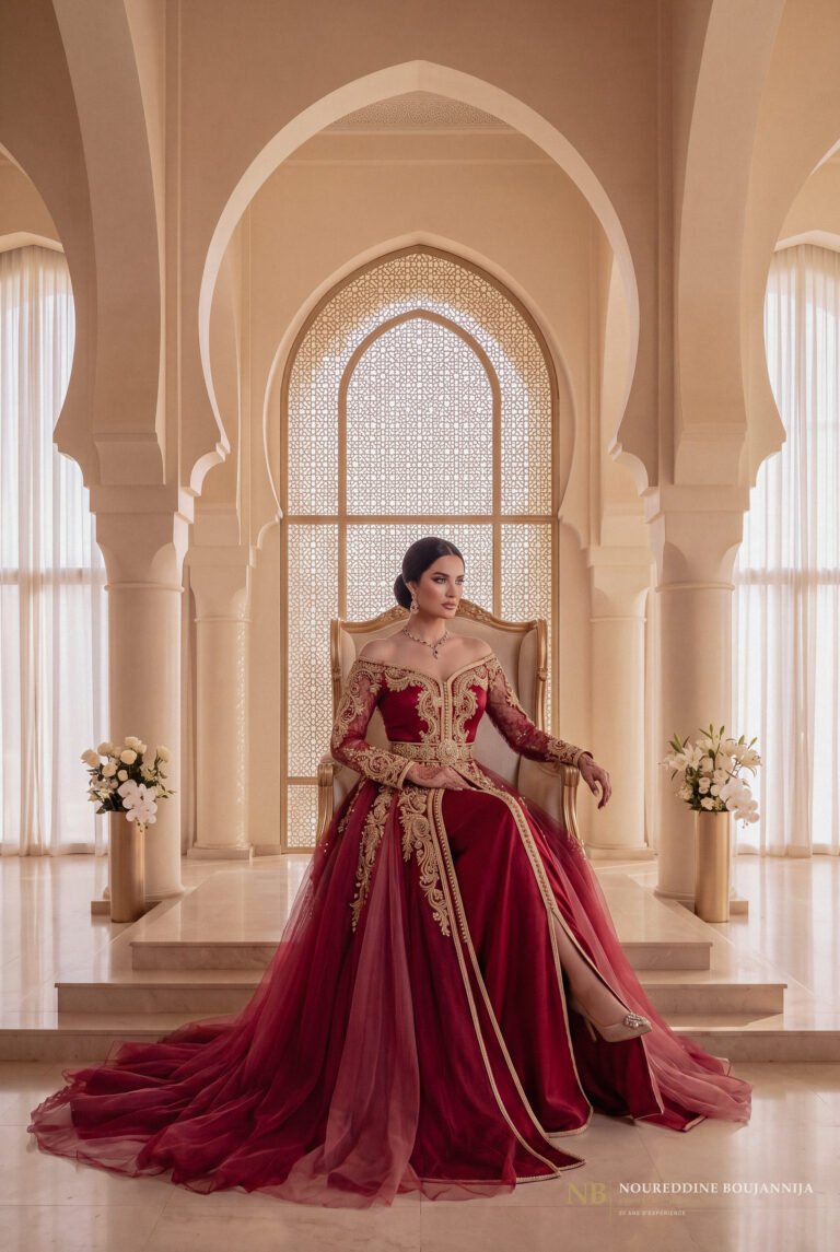 Caftan Bordeaux Éventail — vue principale