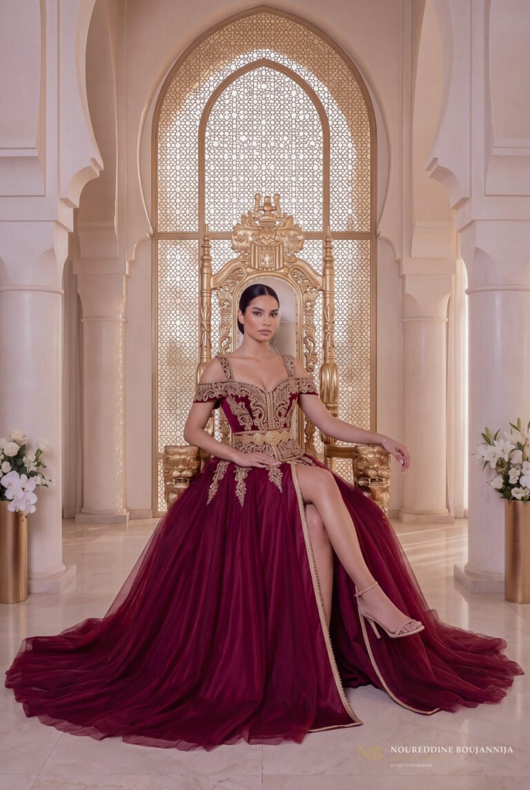 Caftan Bordeaux Feuillage — vue principale
