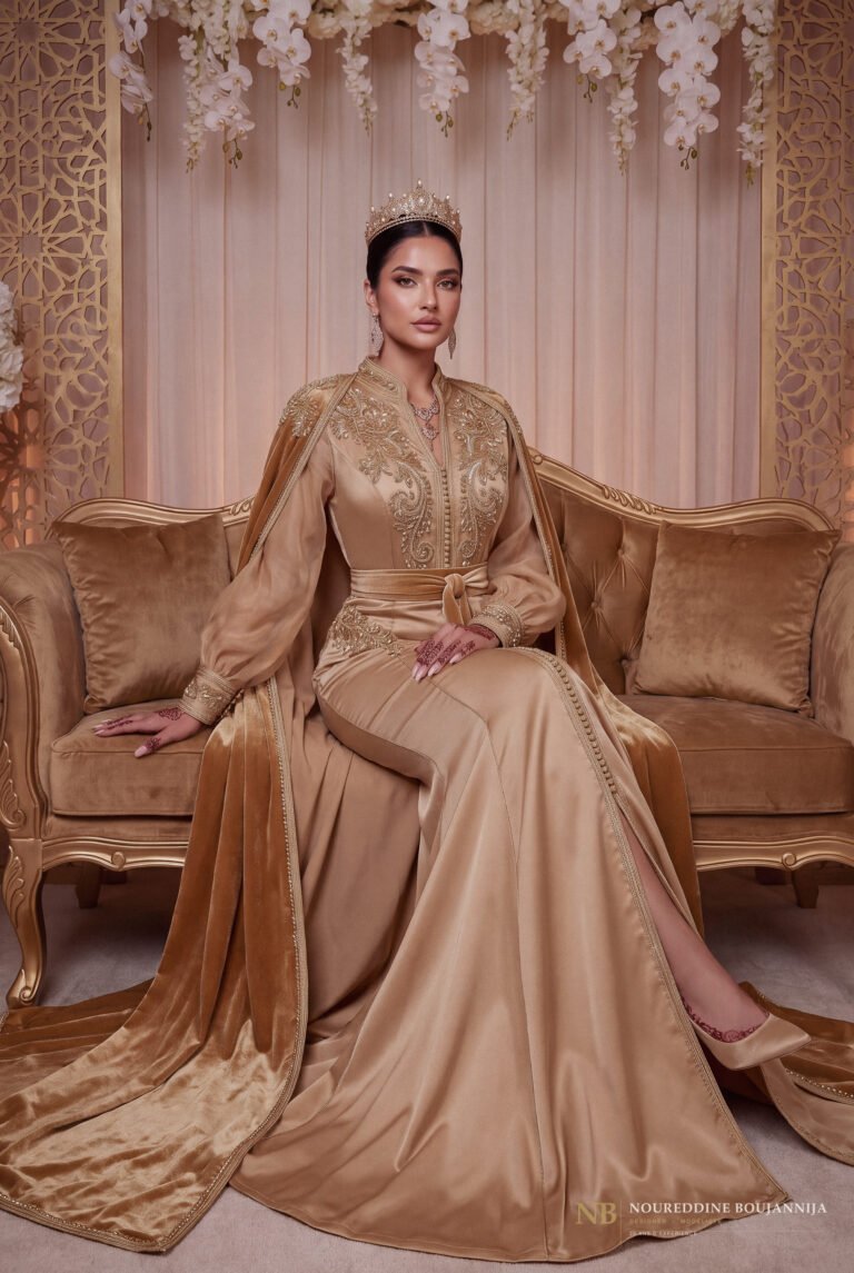 Caftan Champagne Satiné — vue principale