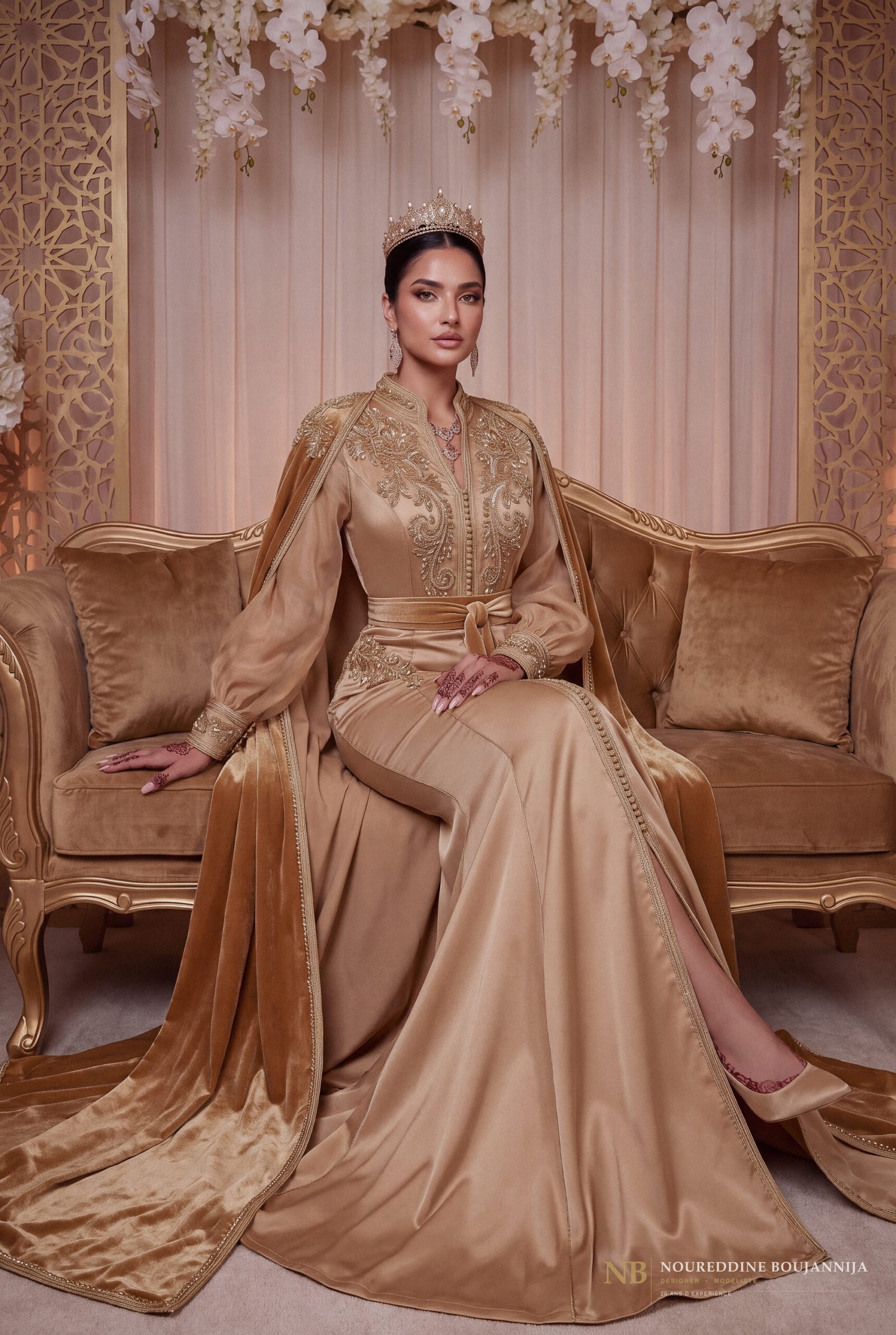 Caftan Champagne Satiné — vue principale