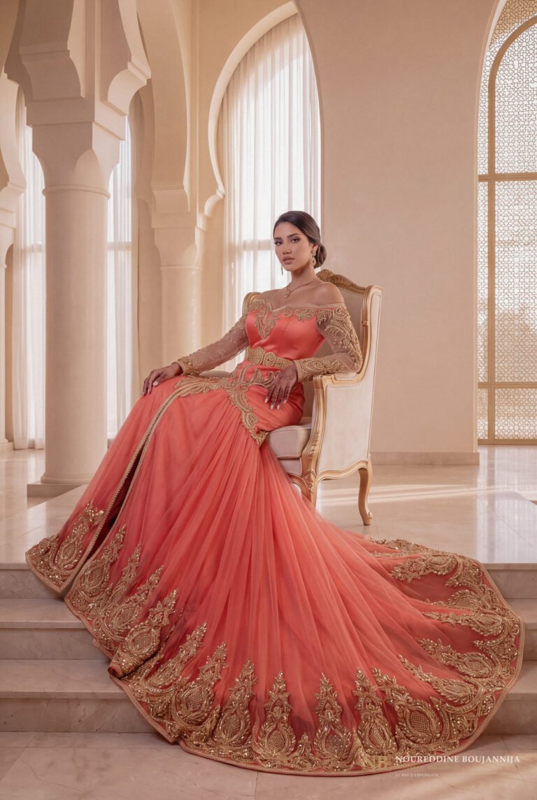 Caftan Corail Précieux — vue principale