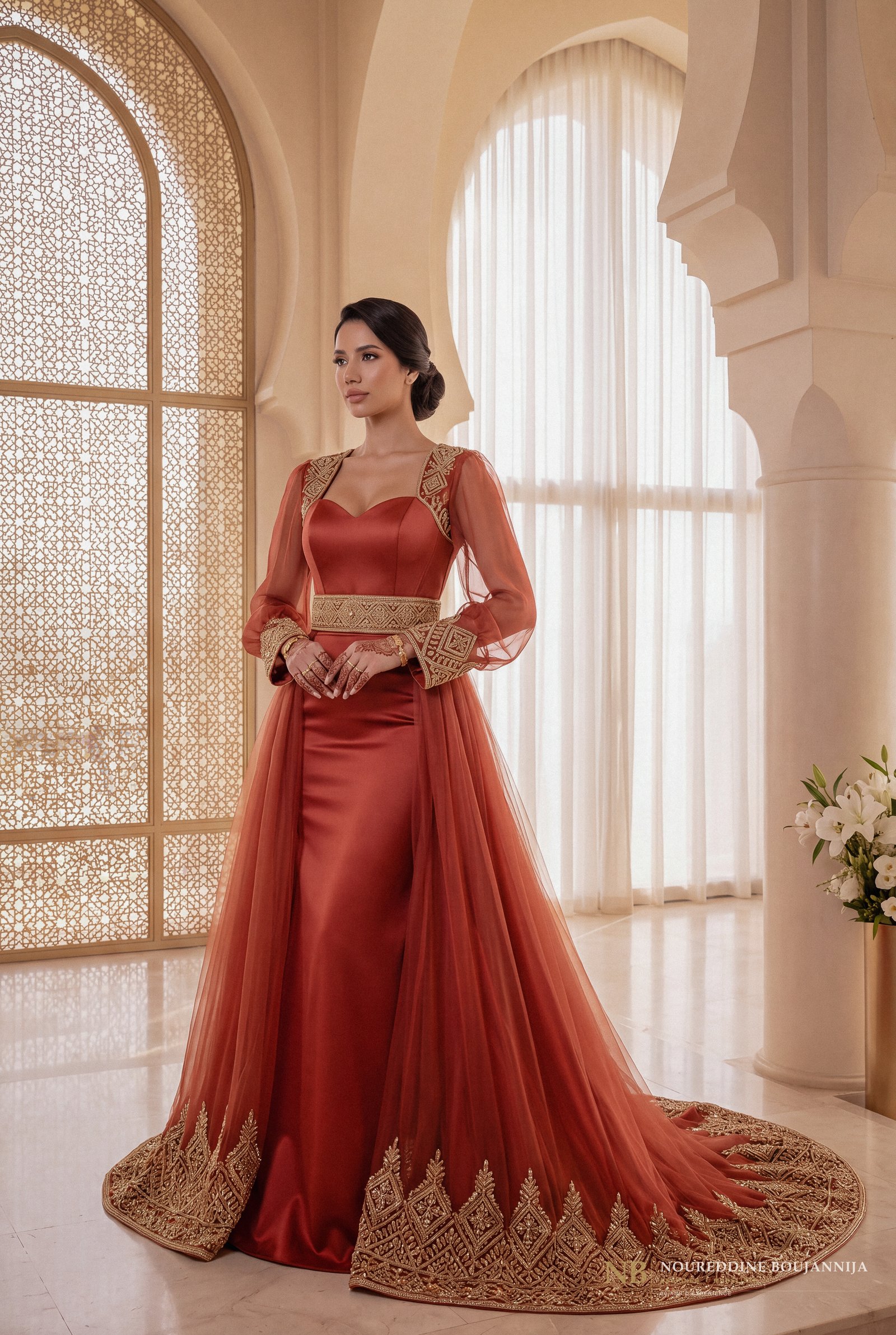 Caftan Cuivre Géométrique — vue principale