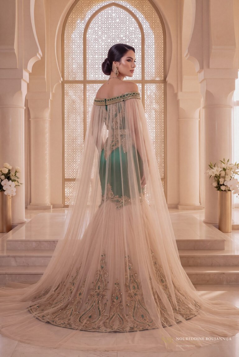 Caftan Émeraude Paon — vue principale