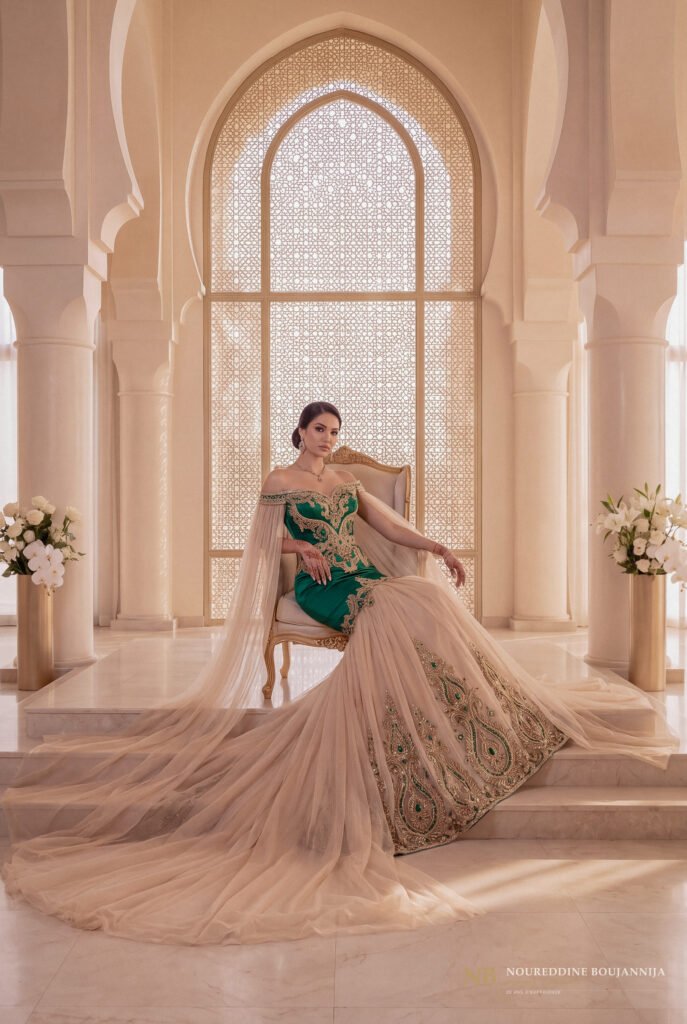 Caftan Émeraude Plume — vue principale