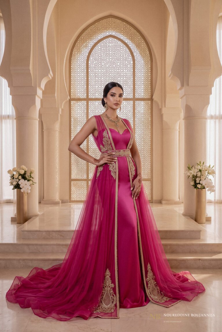 Caftan Fuchsia Ligne Pure — vue principale