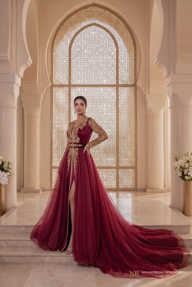 Caftan Grenat Épaule Bijou — vue principale