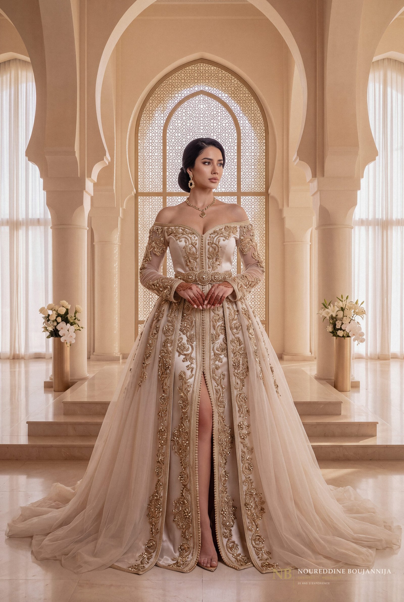 Caftan Ivoire Bardot Royal — vue principale