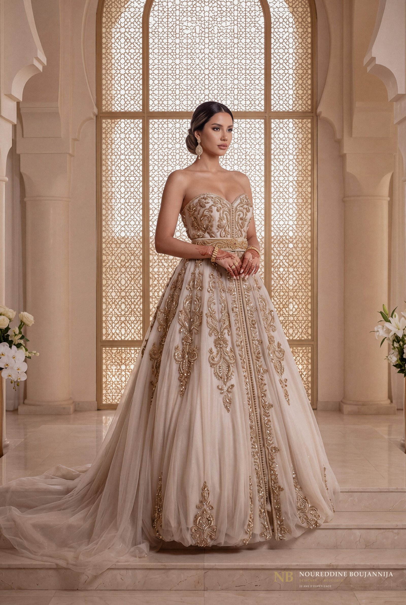 Caftan Ivoire Bustier Baroque — vue principale