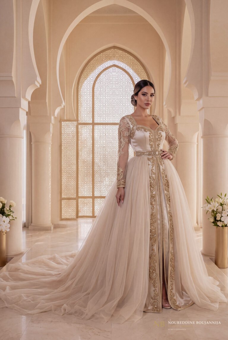 Caftan Ivoire Ligne Dorée — vue principale
