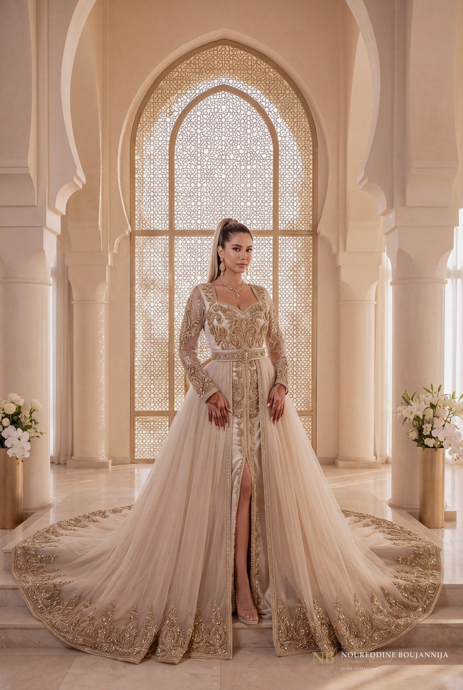 Caftan Ivoire Ourlet Royal — vue principale