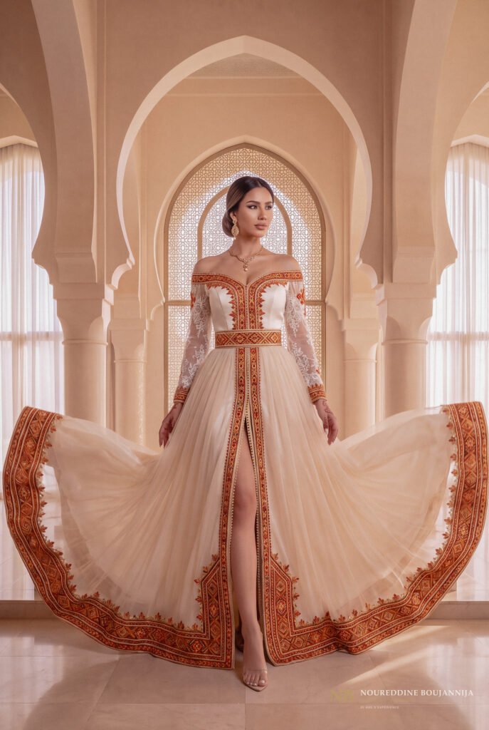 Caftan Ivoire Terre de Sienne — vue principale