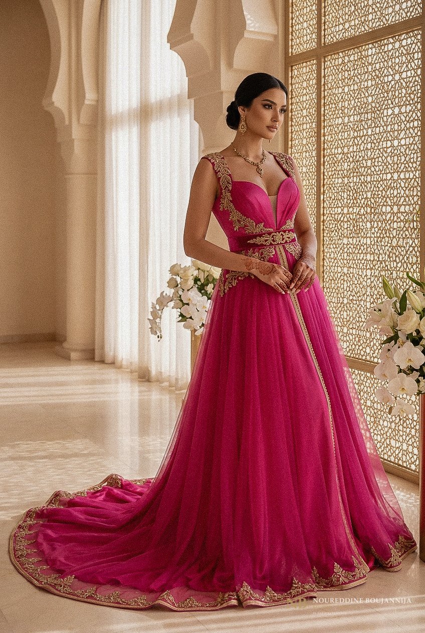 Caftan Rose Bretelles — vue principale