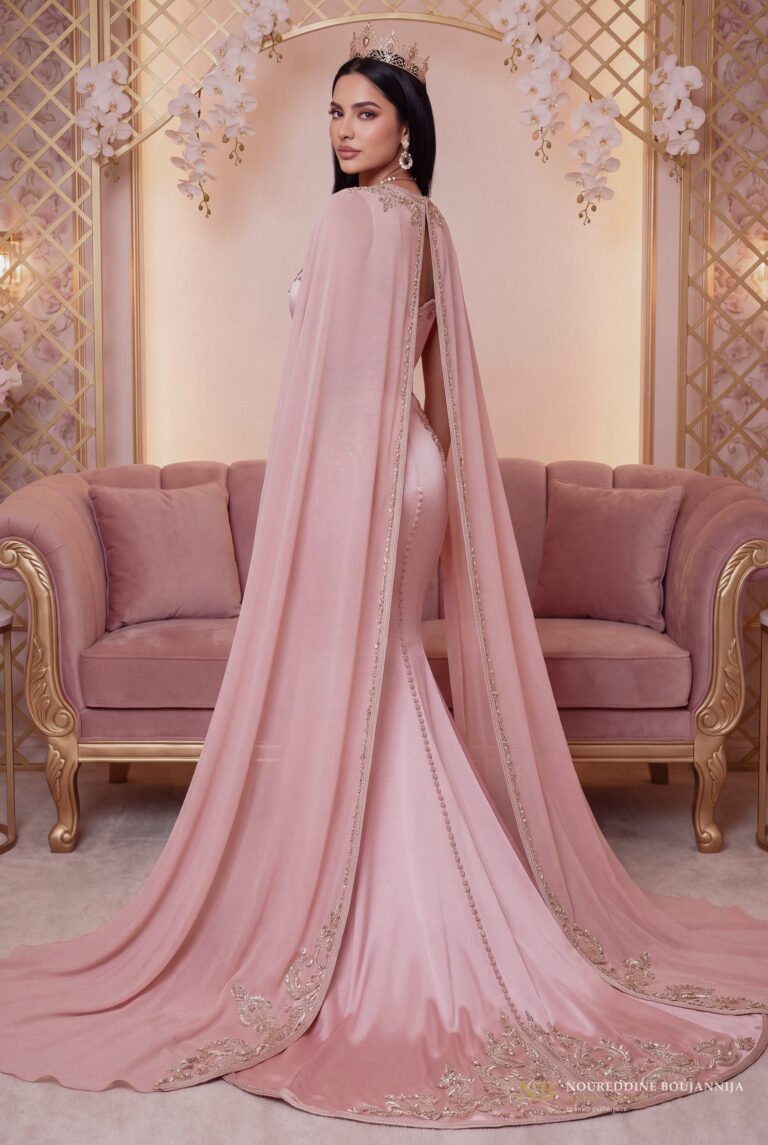 Caftan Rose Brodée — vue principale
