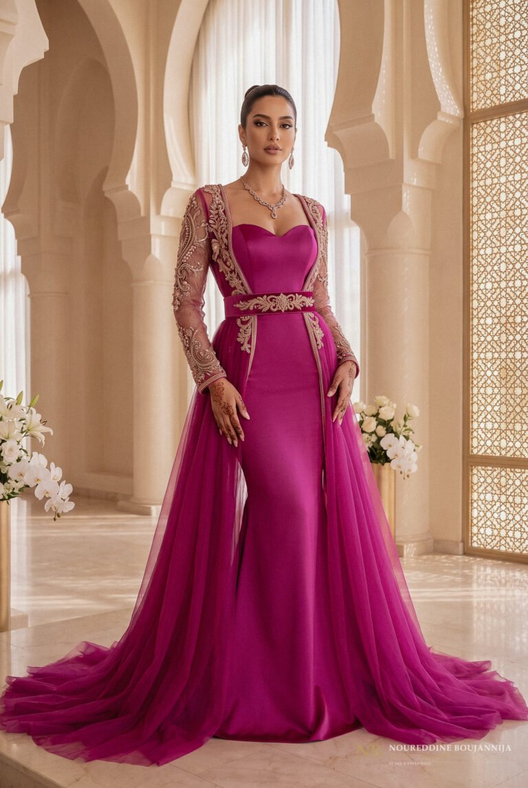 Caftan Rose Voile Long — vue principale